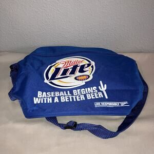 Bag Miller Lite Pilsner Beer Baseball Six 6 Pack Insulated Beer Cooler Lunch Box